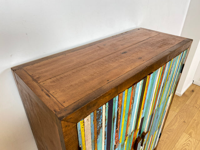 Boatwood by WMK I Sehr schöner Schrank aus altem Bootsholz I handgefertigtes Unikat I Teakholz massiv I Highboard Kleiderschrank Wäscheschrank Sideboard Kommode Schuhschrank Berlin Ulm