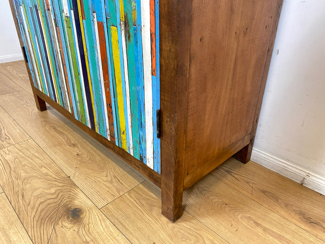 Boatwood by WMK I Sehr schöner Schrank aus altem Bootsholz I handgefertigtes Unikat I Teakholz massiv I Highboard Kleiderschrank Wäscheschrank Sideboard Kommode Schuhschrank Berlin Ulm
