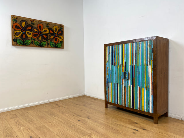 Boatwood by WMK I Sehr schöner Schrank aus altem Bootsholz I handgefertigtes Unikat I Teakholz massiv I Highboard Kleiderschrank Wäscheschrank Sideboard Kommode Schuhschrank Berlin Ulm