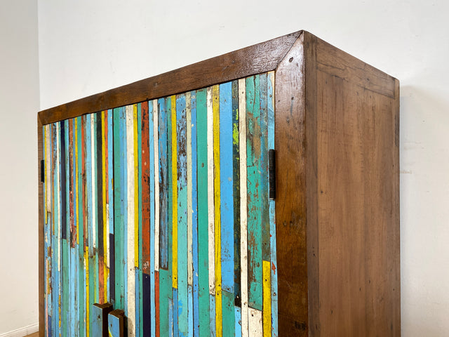 Boatwood by WMK I Sehr schöner Schrank aus altem Bootsholz I handgefertigtes Unikat I Teakholz massiv I Highboard Kleiderschrank Wäscheschrank Sideboard Kommode Schuhschrank Berlin Ulm