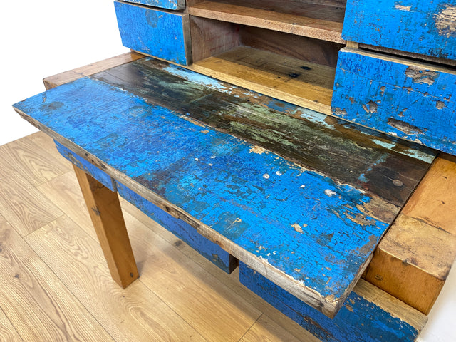 Boatwood by WMK # Schöner Sekretär aus altem Bootsholz, ein handgefertigtes Unikat aus massivem Teakholz # Desk Schreibtisch Schminktisch Schminkkommode Konsole Kommode Bootsmöbel Kiel Usedom Rostock