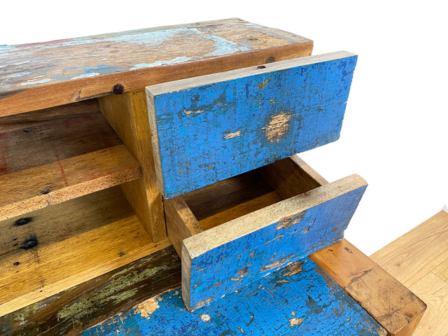 Boatwood by WMK # Schöner Sekretär aus altem Bootsholz, ein handgefertigtes Unikat aus massivem Teakholz # Desk Schreibtisch Schminktisch Schminkkommode Konsole Kommode Bootsmöbel Kiel Usedom Rostock