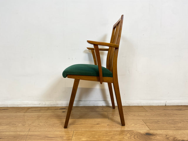 WMK I Set aus 4 sehr schönen Mid-Century Esszimmerstühlen mit Sprossen & grünem Originalbezug, bau ähnlich mit Casala I Stühle Küchenstühle Dining Chairs Tisch Vintage 50er 60er Berlin Hamburg München