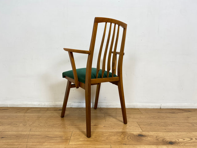WMK I Set aus 4 sehr schönen Mid-Century Esszimmerstühlen mit Sprossen & grünem Originalbezug, bau ähnlich mit Casala I Stühle Küchenstühle Dining Chairs Tisch Vintage 50er 60er Berlin Hamburg München