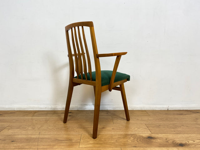 WMK I Set aus 4 sehr schönen Mid-Century Esszimmerstühlen mit Sprossen & grünem Originalbezug, bau ähnlich mit Casala I Stühle Küchenstühle Dining Chairs Tisch Vintage 50er 60er Berlin Hamburg München