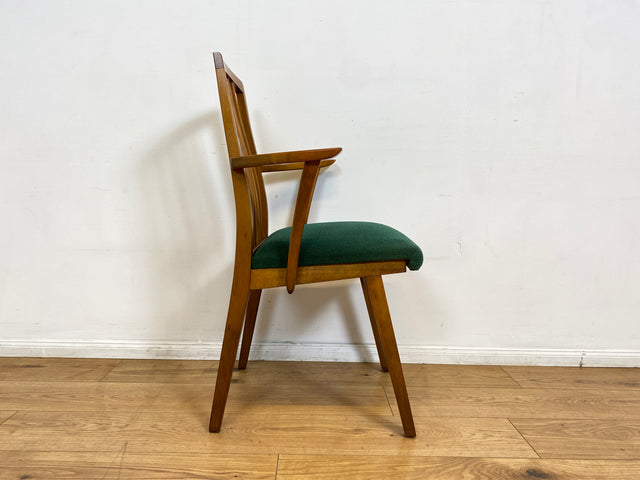 WMK I Set aus 4 sehr schönen Mid-Century Esszimmerstühlen mit Sprossen & grünem Originalbezug, bau ähnlich mit Casala I Stühle Küchenstühle Dining Chairs Tisch Vintage 50er 60er Berlin Hamburg München