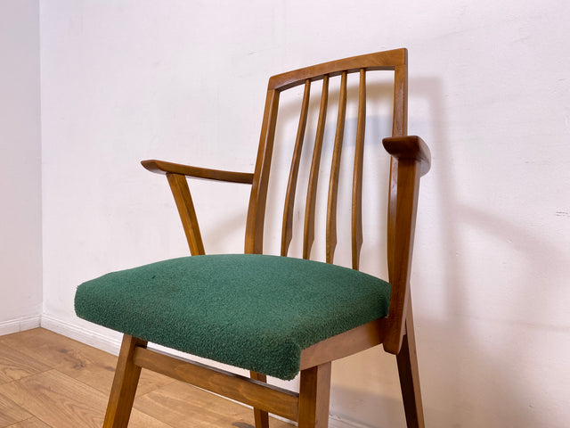 WMK I Set aus 4 sehr schönen Mid-Century Esszimmerstühlen mit Sprossen & grünem Originalbezug, bau ähnlich mit Casala I Stühle Küchenstühle Dining Chairs Tisch Vintage 50er 60er Berlin Hamburg München