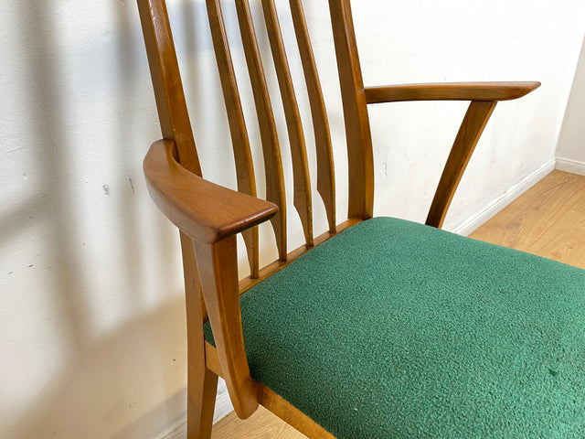 WMK I Set aus 4 sehr schönen Mid-Century Esszimmerstühlen mit Sprossen & grünem Originalbezug, bau ähnlich mit Casala I Stühle Küchenstühle Dining Chairs Tisch Vintage 50er 60er Berlin Hamburg München