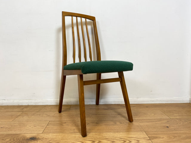 WMK I Set aus 4 sehr schönen Mid-Century Esszimmerstühlen mit Sprossen & grünem Originalbezug, bau ähnlich mit Casala I Stühle Küchenstühle Dining Chairs Tisch Vintage 50er 60er Berlin Hamburg München