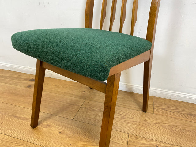 WMK I Set aus 4 sehr schönen Mid-Century Esszimmerstühlen mit Sprossen & grünem Originalbezug, bau ähnlich mit Casala I Stühle Küchenstühle Dining Chairs Tisch Vintage 50er 60er Berlin Hamburg München