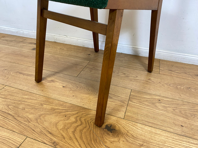 WMK I Set aus 4 sehr schönen Mid-Century Esszimmerstühlen mit Sprossen & grünem Originalbezug, bau ähnlich mit Casala I Stühle Küchenstühle Dining Chairs Tisch Vintage 50er 60er Berlin Hamburg München