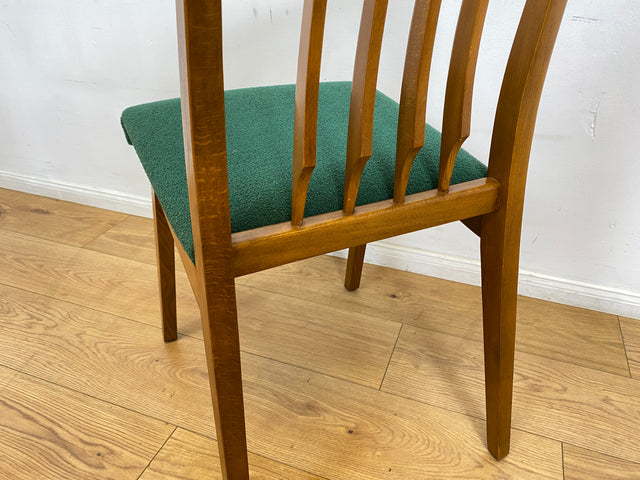 WMK I Set aus 4 sehr schönen Mid-Century Esszimmerstühlen mit Sprossen & grünem Originalbezug, bau ähnlich mit Casala I Stühle Küchenstühle Dining Chairs Tisch Vintage 50er 60er Berlin Hamburg München