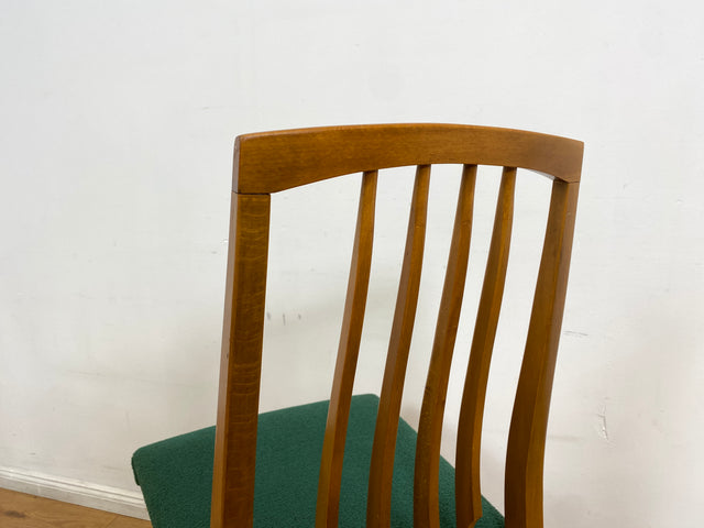 WMK I Set aus 4 sehr schönen Mid-Century Esszimmerstühlen mit Sprossen & grünem Originalbezug, bau ähnlich mit Casala I Stühle Küchenstühle Dining Chairs Tisch Vintage 50er 60er Berlin Hamburg München