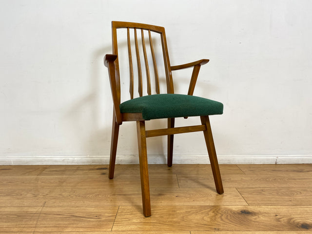 WMK I Set aus 4 sehr schönen Mid-Century Esszimmerstühlen mit Sprossen & grünem Originalbezug, bau ähnlich mit Casala I Stühle Küchenstühle Dining Chairs Tisch Vintage 50er 60er Berlin Hamburg München