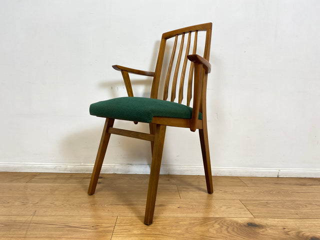 WMK I Set aus 4 sehr schönen Mid-Century Esszimmerstühlen mit Sprossen & grünem Originalbezug, bau ähnlich mit Casala I Stühle Küchenstühle Dining Chairs Tisch Vintage 50er 60er Berlin Hamburg München
