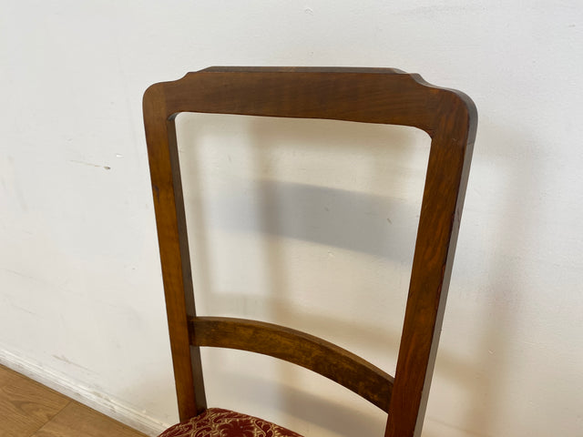 WMK # Set aus 4 vornehmen und gut erhaltenen antiken Esszimmerstühlen mit rotem Sitzbezug & bequemen Federkern # Stühle Küchenstühle Holzstühle Jugendstil Biedermeier Vintage Berlin München Dresden