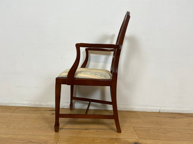 WMK I Set aus 4 eleganten Esszimmerstühlen in englischem Stil mit Armlehnen und hochwertigem Sitzbezug I Stühle Armlehnstühle Küchenstühle Holzstühle Regency Empire Vintage Möbel Berlin Leipzig Bremen