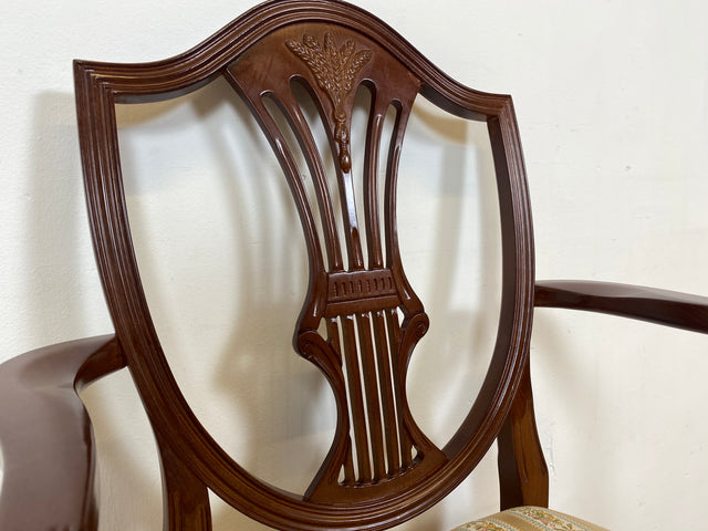 WMK I Set aus 4 eleganten Esszimmerstühlen in englischem Stil mit Armlehnen und hochwertigem Sitzbezug I Stühle Armlehnstühle Küchenstühle Holzstühle Regency Empire Vintage Möbel Berlin Leipzig Bremen