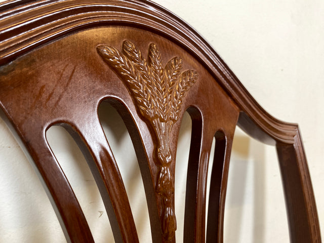 WMK I Set aus 4 eleganten Esszimmerstühlen in englischem Stil mit Armlehnen und hochwertigem Sitzbezug I Stühle Armlehnstühle Küchenstühle Holzstühle Regency Empire Vintage Möbel Berlin Leipzig Bremen