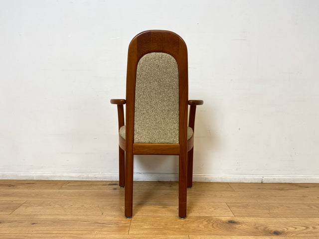 WMK I Set aus 4 hochwertigen skandinavischen Designer Stühlen I Holstebro Møbelfabrik I Teakholz I naturbeiger Originalbezug I Dining Chairs Armlehnen Esszimmer Danish Design Mid-Century Vintage Teak