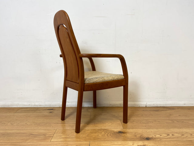 WMK I Set aus 6 hochwertigen skandinavischen Designer Stühlen I EMC Furniture I Teakholz massiv I naturbeiger Originalbezug I Dining Chairs Armlehnen Esszimmer Danish Design Mid-Century Vintage Teak