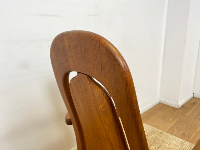 WMK I Set aus 6 hochwertigen skandinavischen Designer Stühlen I EMC Furniture I Teakholz massiv I naturbeiger Originalbezug I Dining Chairs Armlehnen Esszimmer Danish Design Mid-Century Vintage Teak