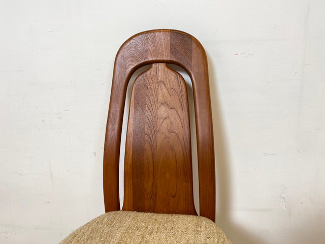 WMK I Set aus 6 hochwertigen skandinavischen Designer Stühlen I EMC Furniture I Teakholz massiv I naturbeiger Originalbezug I Dining Chairs Armlehnen Esszimmer Danish Design Mid-Century Vintage Teak