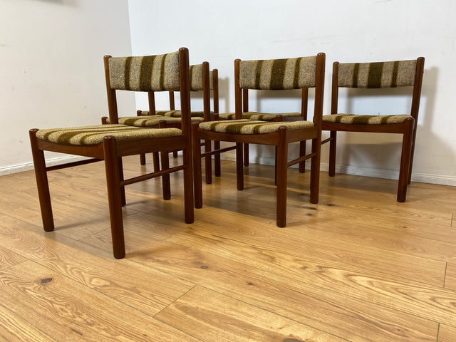 WMK I Set aus 6 stilvollen skandinavischen Mid-Century Designer Stühlen von Farstrup I Teakholz Rahmen & Wollbezug I Stühle Chairs Esszimmer Küchen Holz Danish Design Vintage Berlin Leipzig Rostock