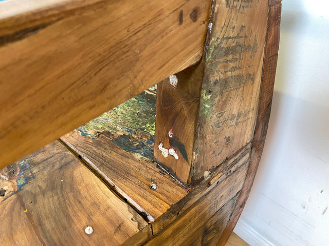 Boatwood by WMK # Besondere Sitzbank aus altem Boot I handgefertigtes & nachhaltiges Unikat in Originalfarbe I Bank Sofa Couch Küchenbank Sideboard Flur Holz Schiff Einbaum Möbel Bootsmöbel Loft Bench