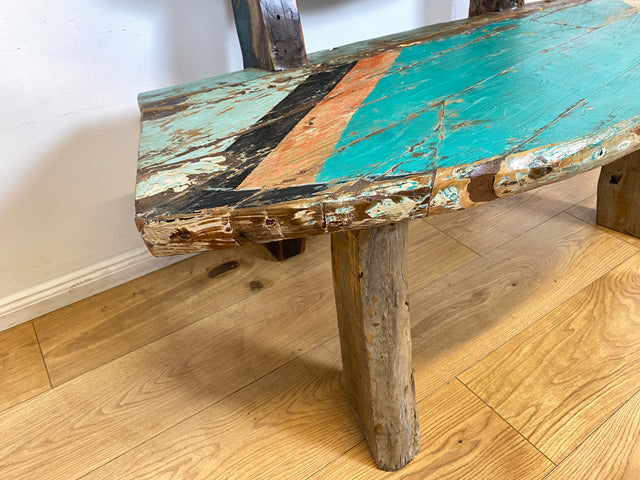 Boatwood by WMK I Einzigartige Sitzbank handgefertigt aus altem Bootsholz I Ein Unikat aus Teakholz massiv I Couch Bank Holzbank Bench Küchenbank Gartenmöbel Bootsmöbel Balkonmöbel Berlin Kiel Hamburg