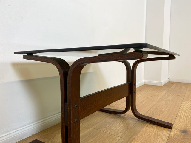 WMK # Zeitlos schöner & sehr gut erhaltener skandinavischer Designer Couchtisch Siesta by Ingmar Relling for Westnofa m. Rauchglasplatte # Glastisch Coffee Side Table Beistelltisch Mid-Century Vintage