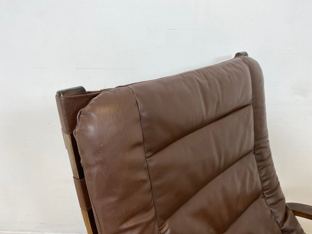 WMK I Skandinavischer Designer Sessel von Miljo Range für Farstrup Møbler mit Echtleder Bezug & Bugholz Rahmen I Armchair Lesesessel Freischwinger Relax Leder Leather Danish Design Mid-Century Vintage