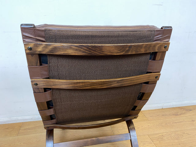 WMK I Skandinavischer Designer Sessel von Miljo Range für Farstrup Møbler mit Echtleder Bezug & Bugholz Rahmen I Armchair Lesesessel Freischwinger Relax Leder Leather Danish Design Mid-Century Vintage