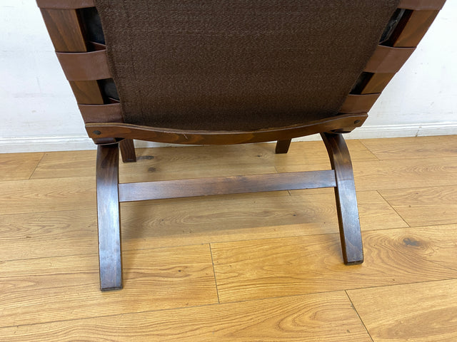 WMK I Skandinavischer Designer Sessel von Miljo Range für Farstrup Møbler mit Echtleder Bezug & Bugholz Rahmen I Armchair Lesesessel Freischwinger Relax Leder Leather Danish Design Mid-Century Vintage