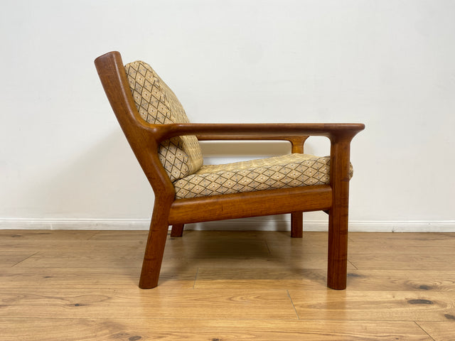 WMK # Stilvoller skandinavischer Mid-Century Designersessel von Glostrup Møbelfabrik mit Teakholz Rahmen & neuem Bezug # Sessel Lesesessel Armchair Sitzgarnitur Sitzgruppe Danish Design Vintage Teak