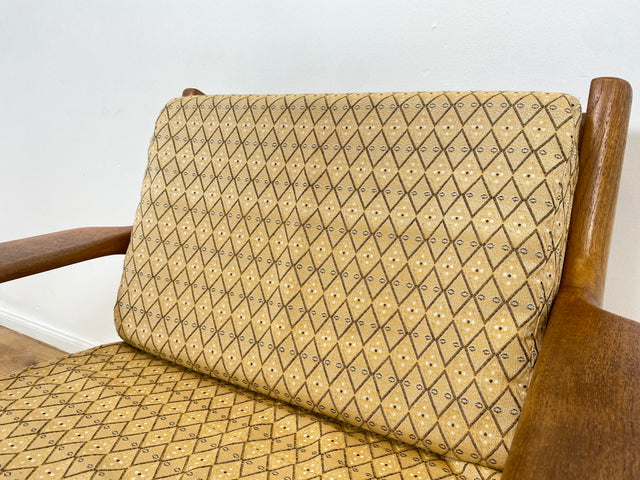 WMK # Stilvoller skandinavischer Mid-Century Designersessel von Glostrup Møbelfabrik mit Teakholz Rahmen & neuem Bezug # Sessel Lesesessel Armchair Sitzgarnitur Sitzgruppe Danish Design Vintage Teak