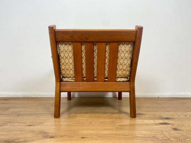 WMK # Stilvoller skandinavischer Mid-Century Designersessel von Glostrup Møbelfabrik mit Teakholz Rahmen & neuem Bezug # Sessel Lesesessel Armchair Sitzgarnitur Sitzgruppe Danish Design Vintage Teak