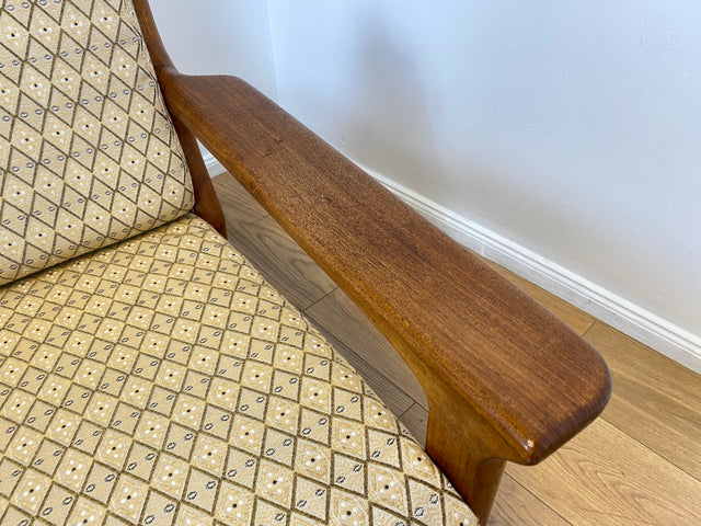 WMK # Stilvolles skandinavisches Mid-Century Designersofa von Glostrup Møbelfabrik mit Teakholz Rahmen & neuem Bezug # 3er Sofa Couch 3-Sitzer Daybed Sitzgarnitur Sitzgruppe Danish Design Vintage Teak