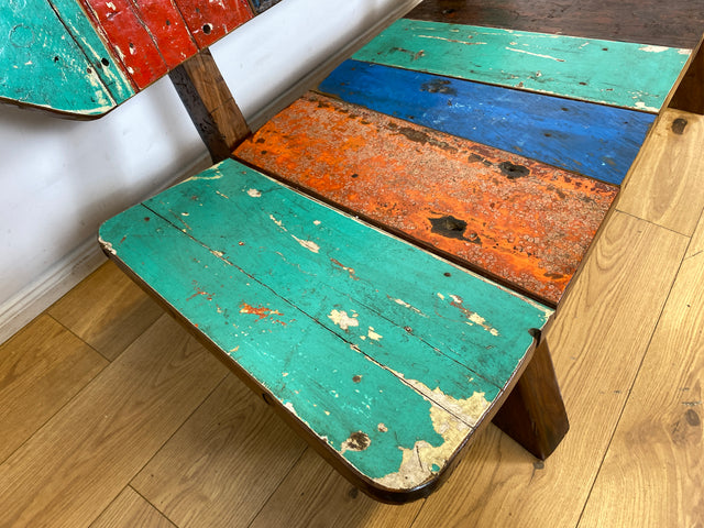 Boatwood by WMK I Formschönes Sofa aus altem Bootsholz I handgefertigtes Unikat I Teakholz I Couch Bank Holzbank Küchenbank Gartenbank Gartenmöbel Balkonmöbel Bootsmöbel Berlin Heidelberg Hessen Sylt