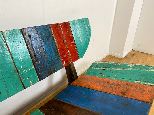 Boatwood by WMK I Formschönes Sofa aus altem Bootsholz I handgefertigtes Unikat I Teakholz I Couch Bank Holzbank Küchenbank Gartenbank Gartenmöbel Balkonmöbel Bootsmöbel Berlin Heidelberg Hessen Sylt