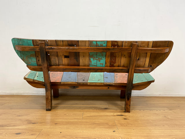 Boatwood by WMK I Formschönes Sofa aus altem Bootsholz I handgefertigtes Unikat I Teakholz I Couch Bank Holzbank Küchenbank Gartenbank Gartenmöbel Balkonmöbel Bootsmöbel Berlin Heidelberg Hessen Sylt