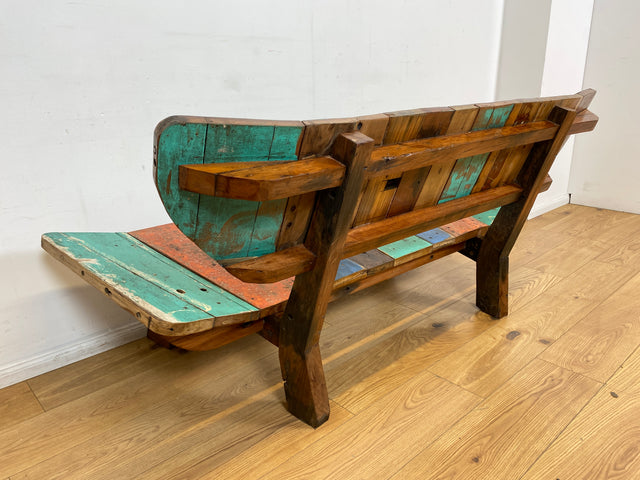 Boatwood by WMK I Formschönes Sofa aus altem Bootsholz I handgefertigtes Unikat I Teakholz I Couch Bank Holzbank Küchenbank Gartenbank Gartenmöbel Balkonmöbel Bootsmöbel Berlin Heidelberg Hessen Sylt