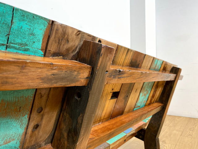 Boatwood by WMK I Formschönes Sofa aus altem Bootsholz I handgefertigtes Unikat I Teakholz I Couch Bank Holzbank Küchenbank Gartenbank Gartenmöbel Balkonmöbel Bootsmöbel Berlin Heidelberg Hessen Sylt