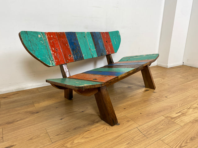 Boatwood by WMK I Formschönes Sofa aus altem Bootsholz I handgefertigtes Unikat I Teakholz I Couch Bank Holzbank Küchenbank Gartenbank Gartenmöbel Balkonmöbel Bootsmöbel Berlin Heidelberg Hessen Sylt