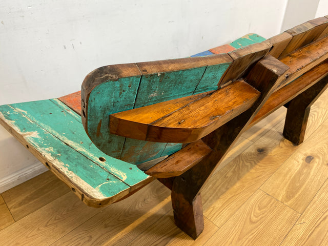 Boatwood by WMK I Formschönes Sofa aus altem Bootsholz I handgefertigtes Unikat I Teakholz I Couch Bank Holzbank Küchenbank Gartenbank Gartenmöbel Balkonmöbel Bootsmöbel Berlin Heidelberg Hessen Sylt