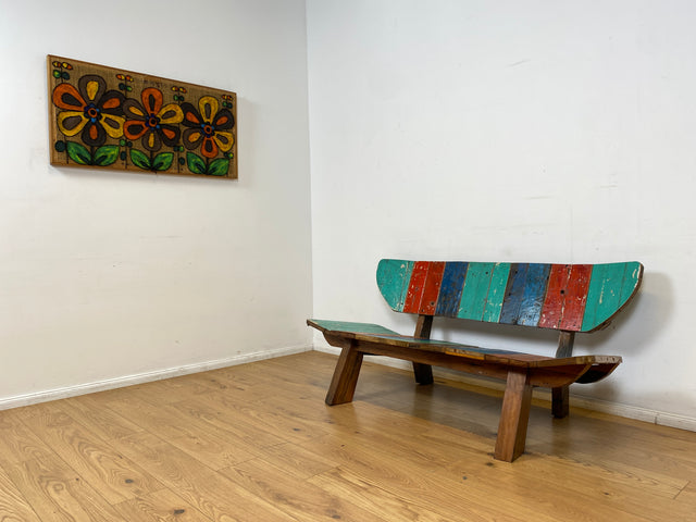 Boatwood by WMK I Formschönes Sofa aus altem Bootsholz I handgefertigtes Unikat I Teakholz I Couch Bank Holzbank Küchenbank Gartenbank Gartenmöbel Balkonmöbel Bootsmöbel Berlin Heidelberg Hessen Sylt