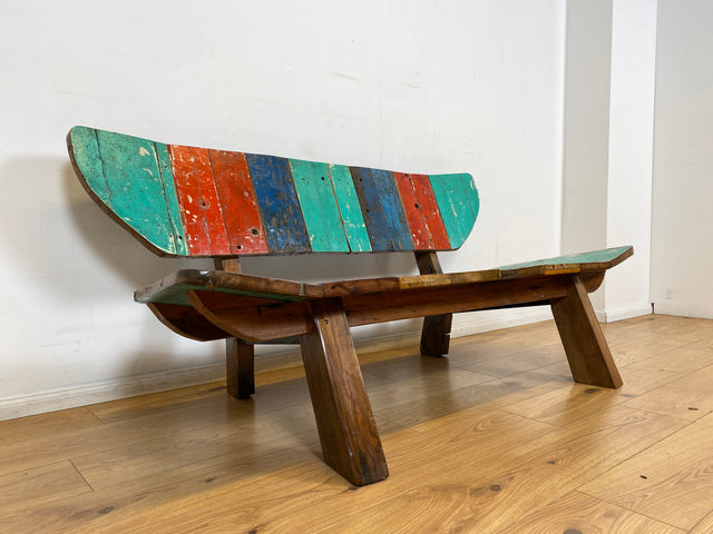 Boatwood by WMK I Formschönes Sofa aus altem Bootsholz I handgefertigtes Unikat I Teakholz I Couch Bank Holzbank Küchenbank Gartenbank Gartenmöbel Balkonmöbel Bootsmöbel Berlin Heidelberg Hessen Sylt