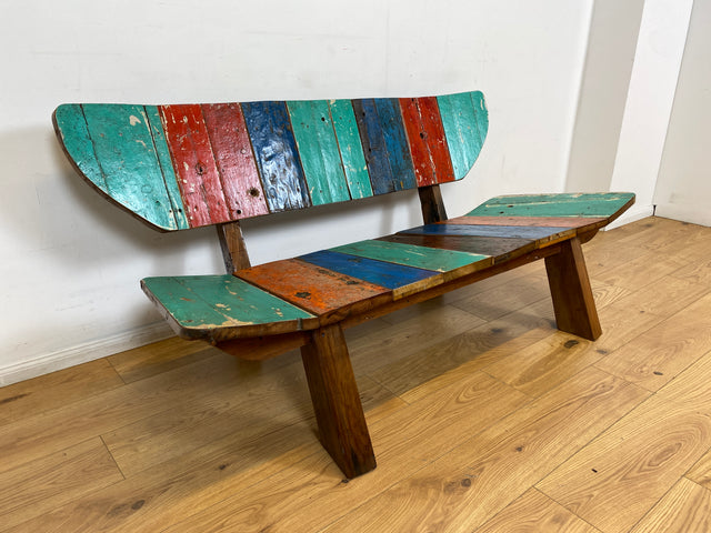 Boatwood by WMK I Formschönes Sofa aus altem Bootsholz I handgefertigtes Unikat I Teakholz I Couch Bank Holzbank Küchenbank Gartenbank Gartenmöbel Balkonmöbel Bootsmöbel Berlin Heidelberg Hessen Sylt