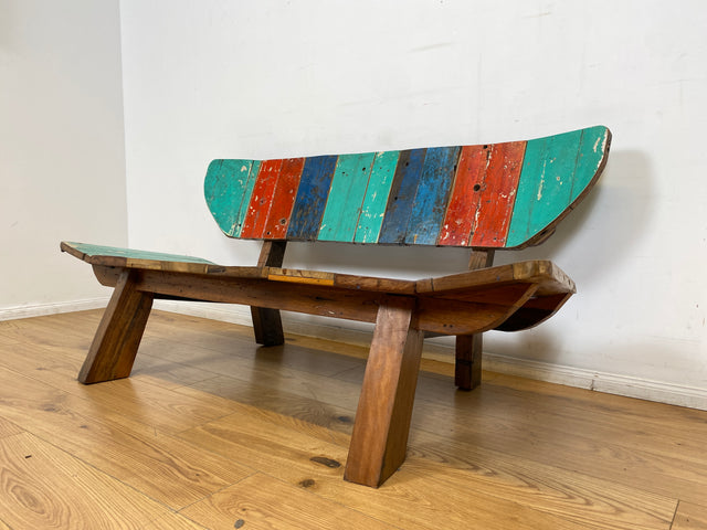 Boatwood by WMK I Formschönes Sofa aus altem Bootsholz I handgefertigtes Unikat I Teakholz I Couch Bank Holzbank Küchenbank Gartenbank Gartenmöbel Balkonmöbel Bootsmöbel Berlin Heidelberg Hessen Sylt