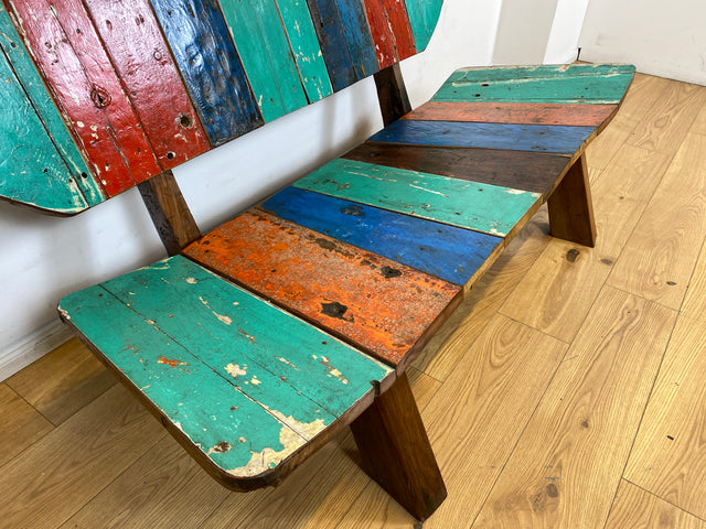 Boatwood by WMK I Formschönes Sofa aus altem Bootsholz I handgefertigtes Unikat I Teakholz I Couch Bank Holzbank Küchenbank Gartenbank Gartenmöbel Balkonmöbel Bootsmöbel Berlin Heidelberg Hessen Sylt